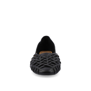 EKKO VEGAN LEATHER FLATS IN WIDE - Black