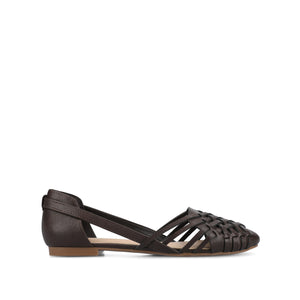EKKO VEGAN LEATHER FLATS IN WIDE - Brown