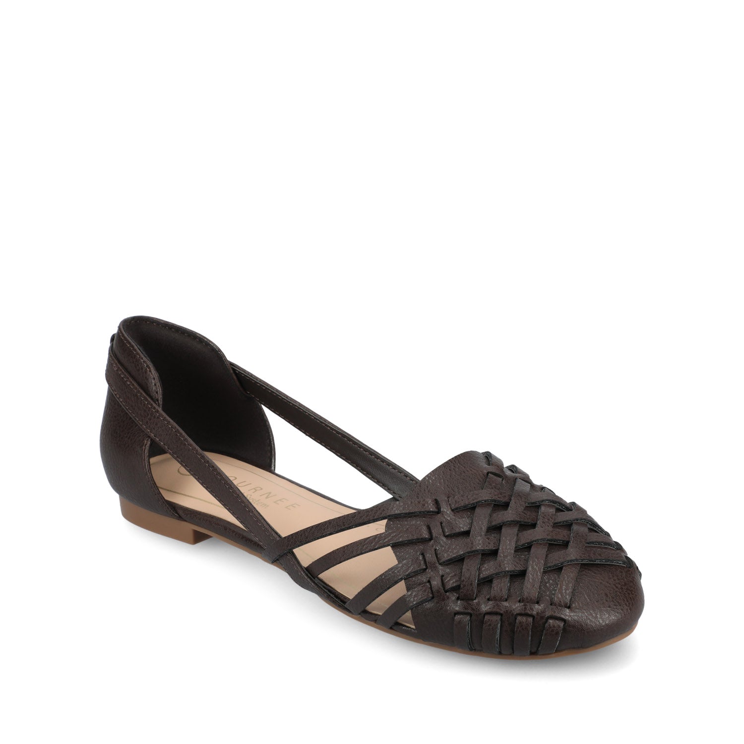 EKKO VEGAN LEATHER FLATS IN WIDE - Brown