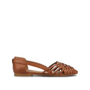 EKKO WOVEN FLATS IN VEGAN LEATHER - Cognac PU