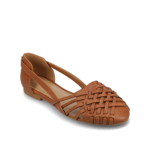 EKKO WOVEN FLATS IN VEGAN LEATHER - Cognac PU