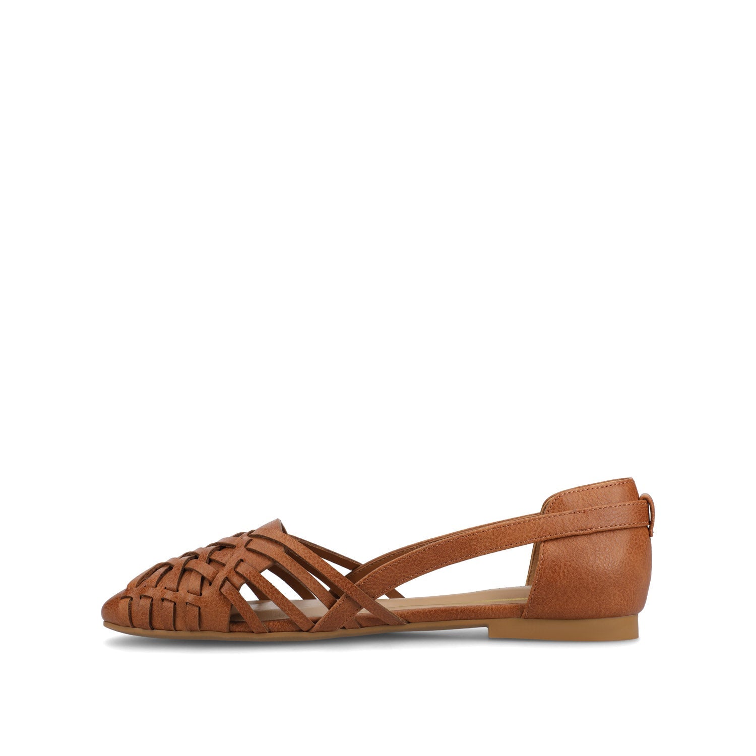 EKKO WOVEN FLATS IN VEGAN LEATHER - Cognac PU