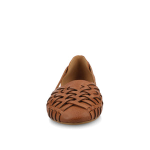 EKKO VEGAN LEATHER FLATS IN WIDE - Cognac