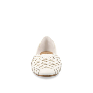 EKKO VEGAN LEATHER FLATS IN WIDE - White