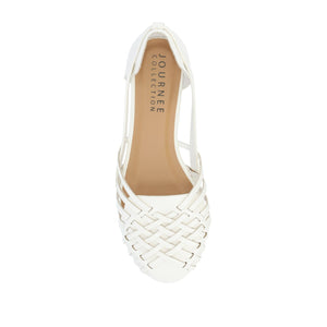 EKKO VEGAN LEATHER FLATS IN WIDE - White