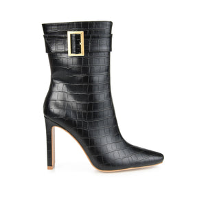ELANIE ZIP UP BOOTIE IN FAUX CROCO - Black