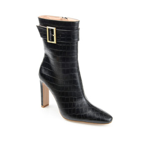 ELANIE ZIP UP BOOTIE IN FAUX CROCO - Black