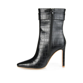 ELANIE ZIP UP BOOTIE IN FAUX CROCO