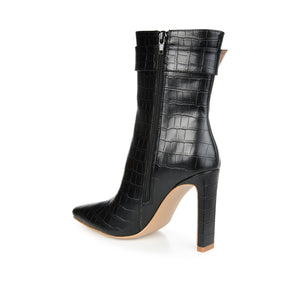 ELANIE ZIP UP BOOTIE IN FAUX CROCO - Black