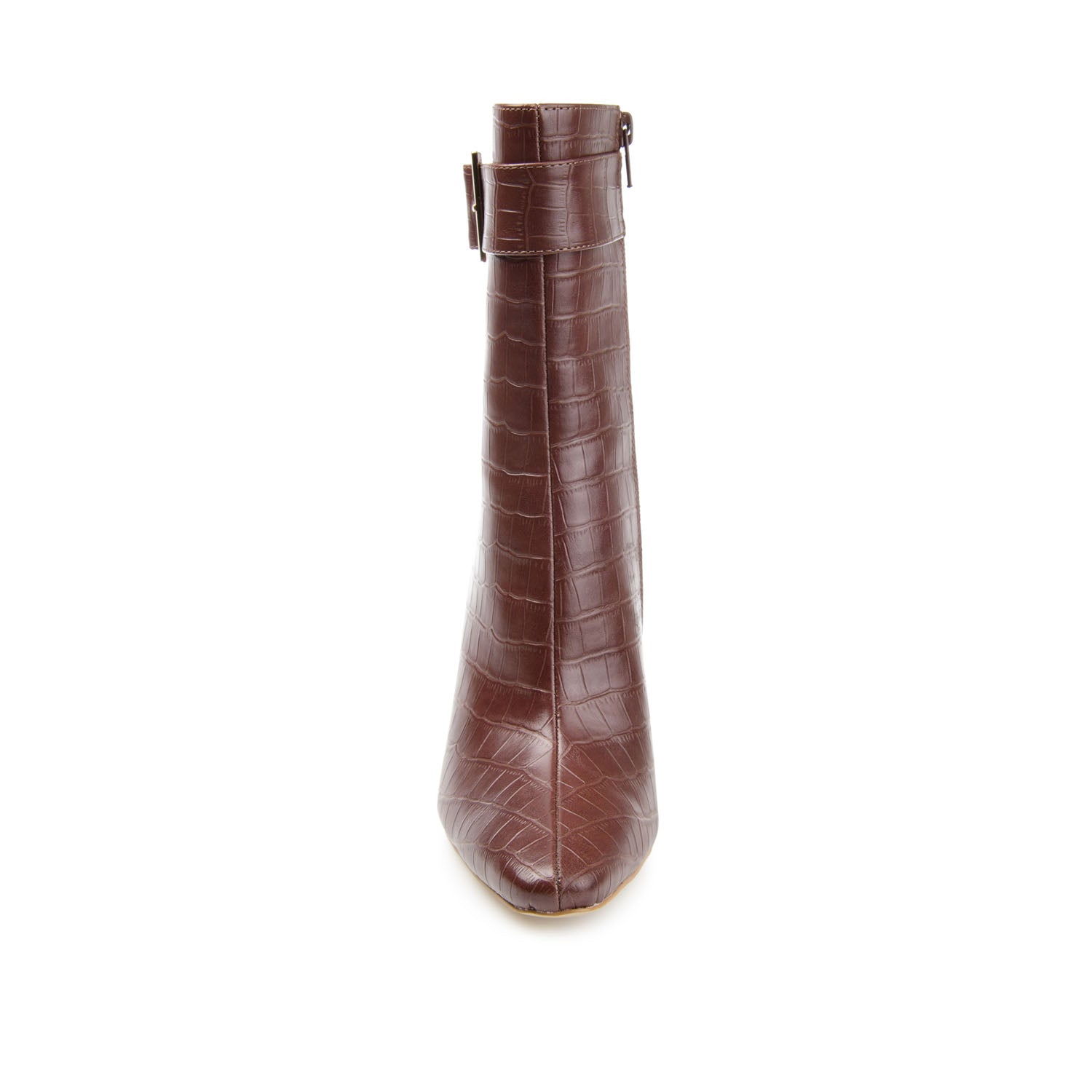 ELANIE ZIP UP BOOTIE IN FAUX CROCO - Brown