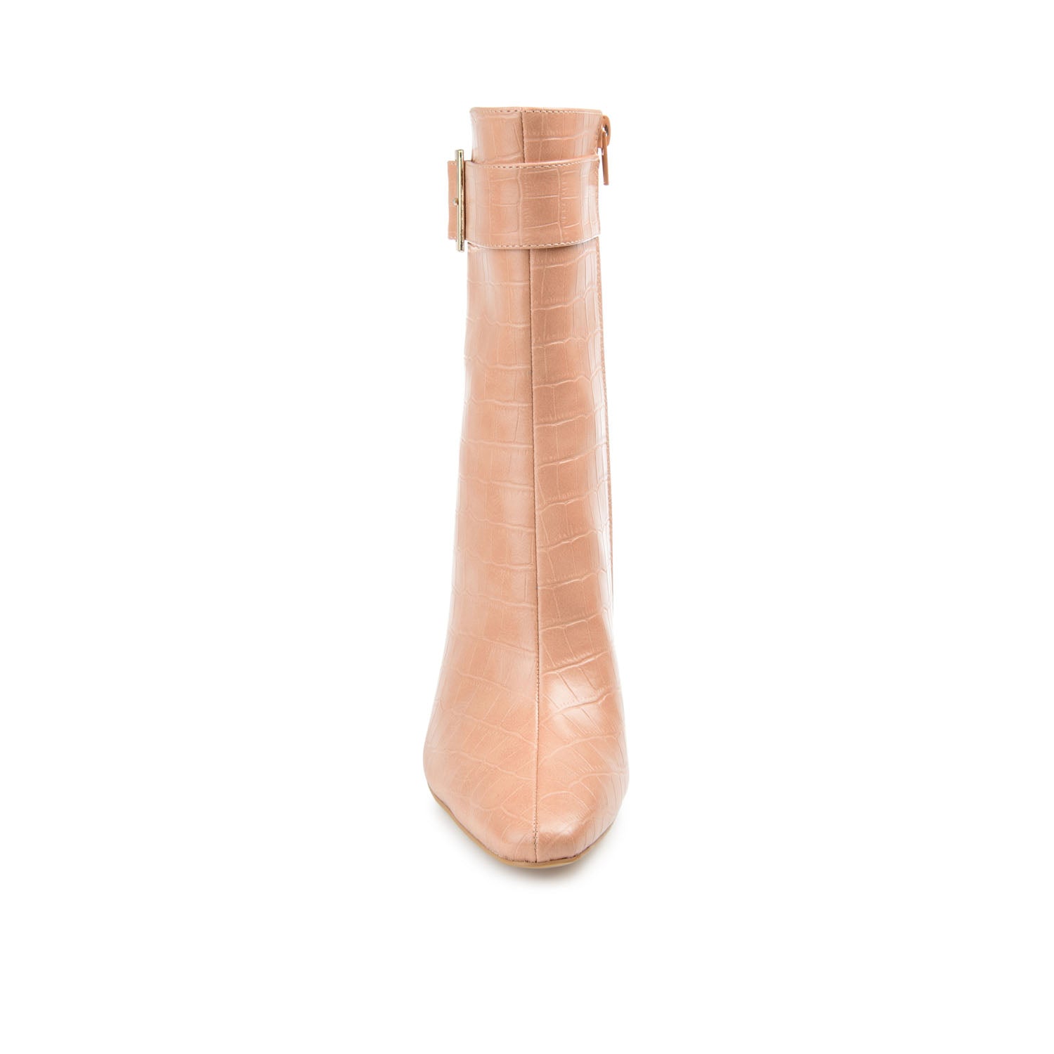 ELANIE ZIP UP BOOTIE IN FAUX CROCO - Tan