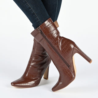 ELANIE ZIP UP BOOTIE IN FAUX CROCO