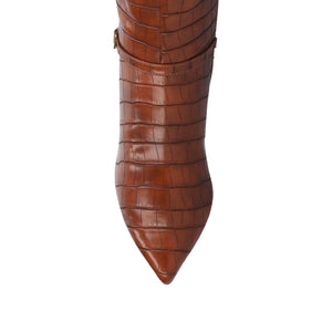 ELARA KNEE HIGH DRESS BOOTS IN WIDE-Croco Cognac
