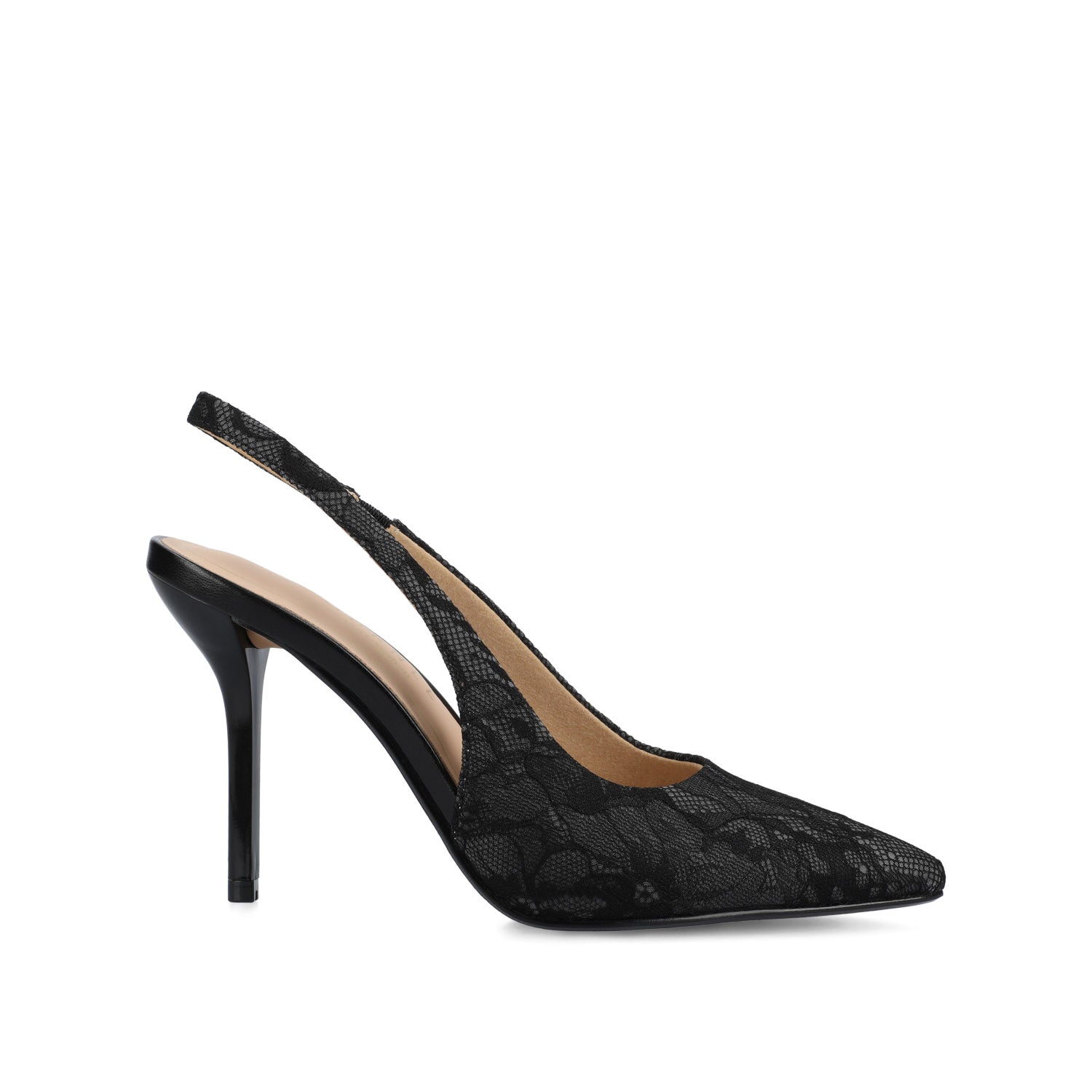 ELENNEY SLINGBACK STILETTO HEELS IN STATEMENT - Black Lace