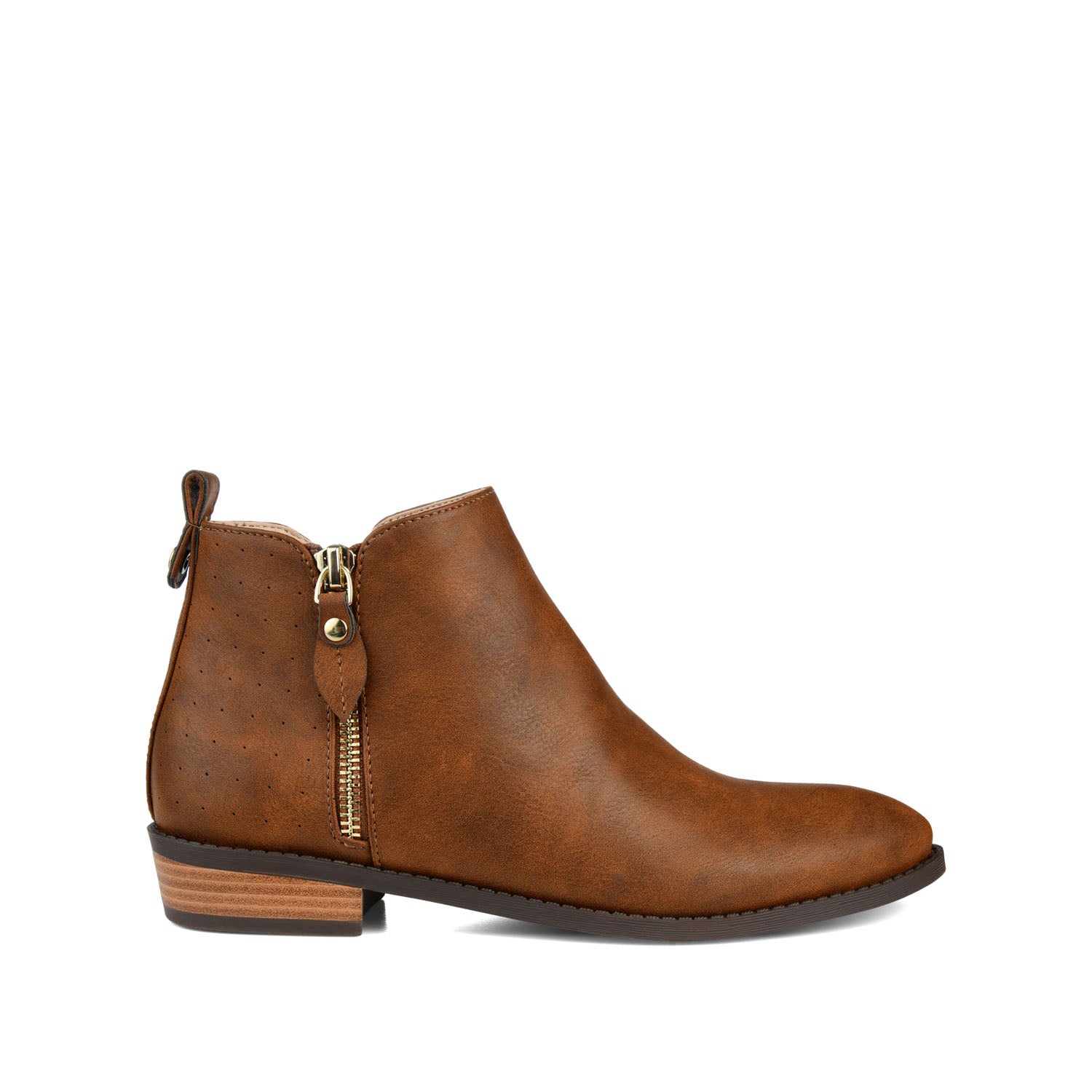 ELLIS ZIP UP VEGAN LEATHER BOOTIES IN WIDE - Brown