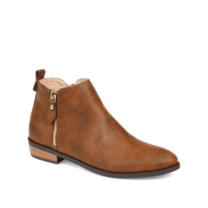 ELLIS ZIP UP VEGAN LEATHER BOOTIES IN WIDE - Brown