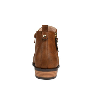 ELLIS ZIP UP VEGAN LEATHER BOOTIES IN WIDE - Brown