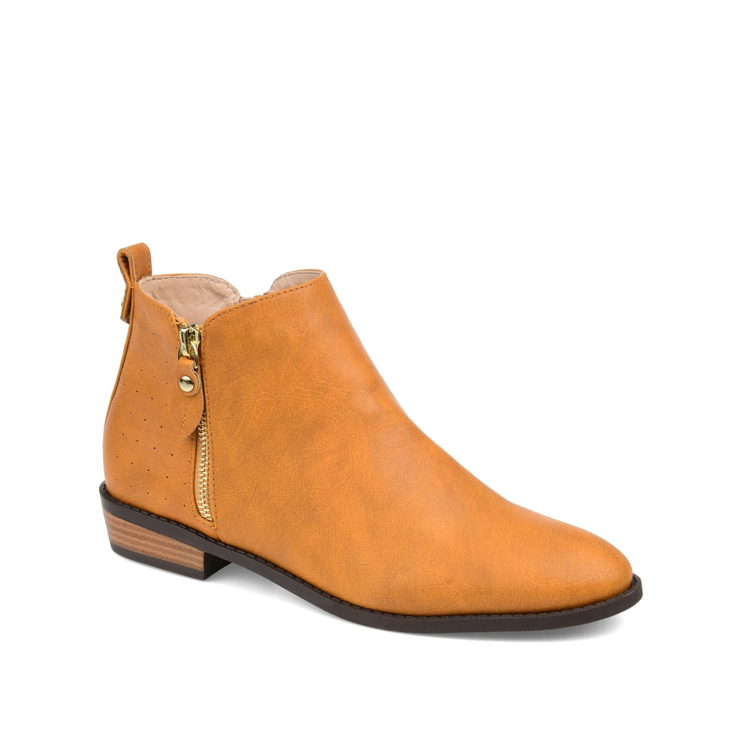 ELLIS ZIP UP BOOTIE IN VEGAN LEATHER - Mustard