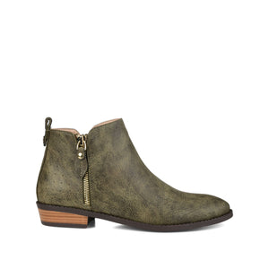 ELLIS ZIP UP VEGAN LEATHER BOOTIES IN WIDE - Olive