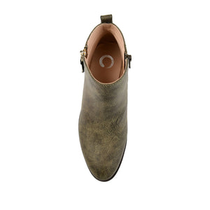 ELLIS ZIP UP BOOTIE IN VEGAN LEATHER - Olive