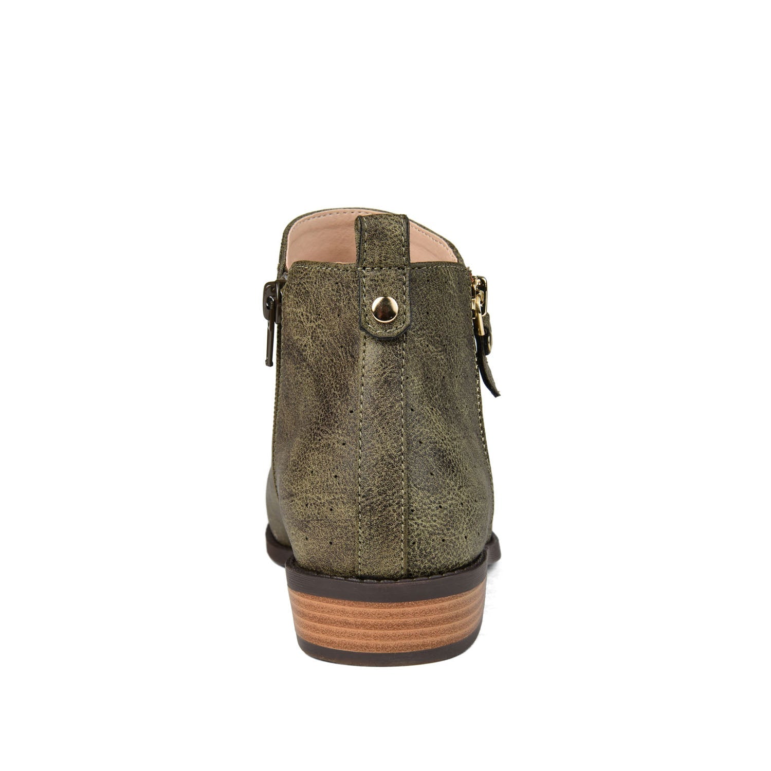 ELLIS ZIP UP BOOTIE IN VEGAN LEATHER - Olive