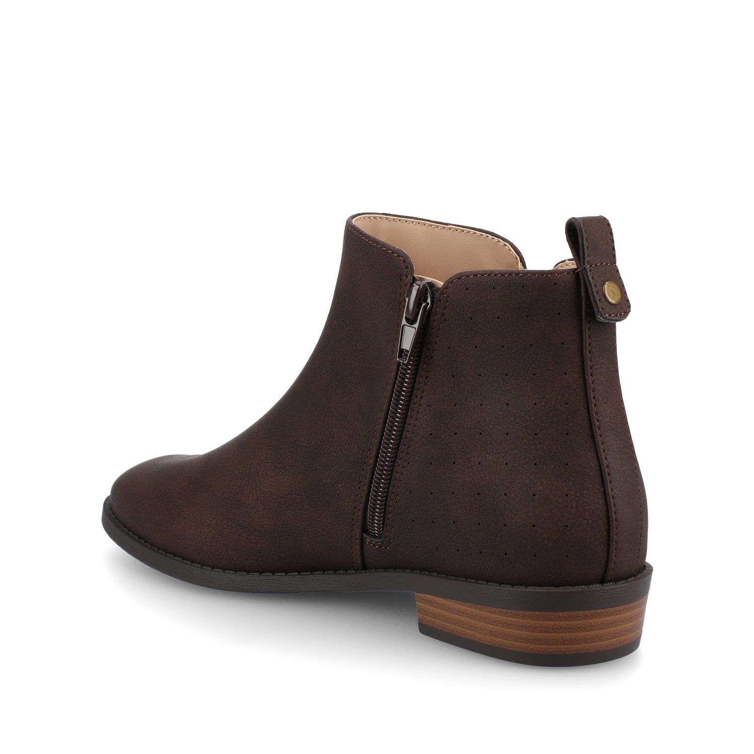 ELLIS ZIP UP BOOTIE IN VEGAN LEATHER - Vintage Chocolate