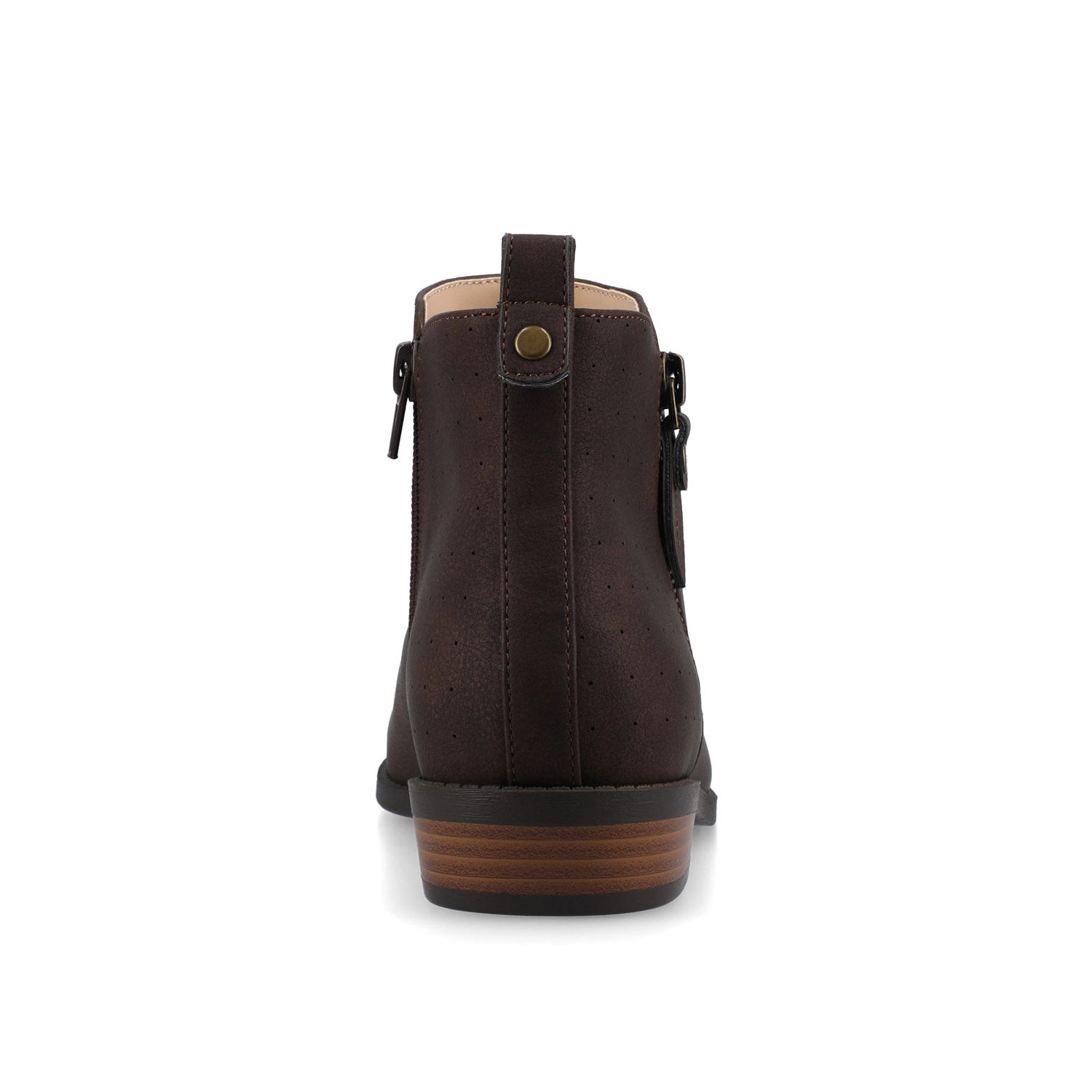 ELLIS ZIP UP VEGAN LEATHER BOOTIES IN WIDE - Vintage Chocolate