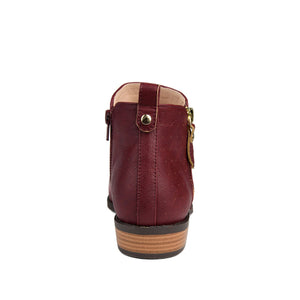 ELLIS ZIP UP VEGAN LEATHER BOOTIES IN WIDE - Wine