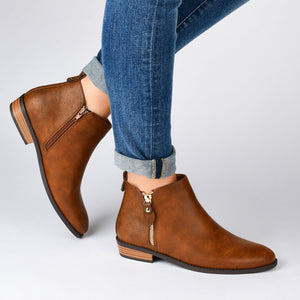 ELLIS ZIP UP FAUX LEATHER BOOTIES IN WIDE