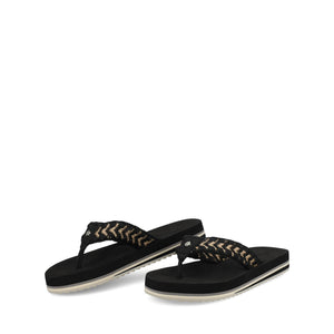 ELODDIE WOVEN STRAP BEACH SANDALS - Black