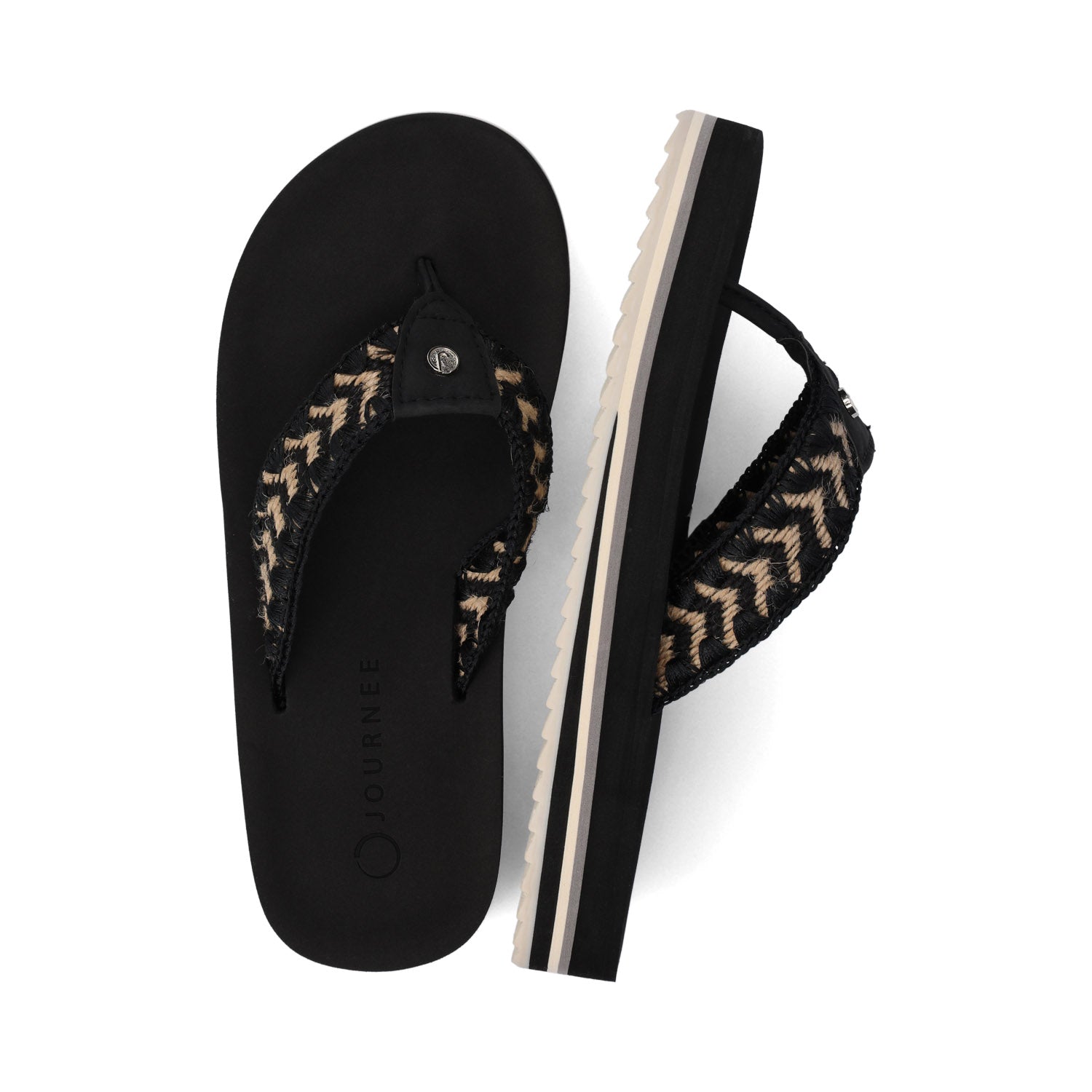 ELODDIE WOVEN STRAP BEACH SANDALS - Black