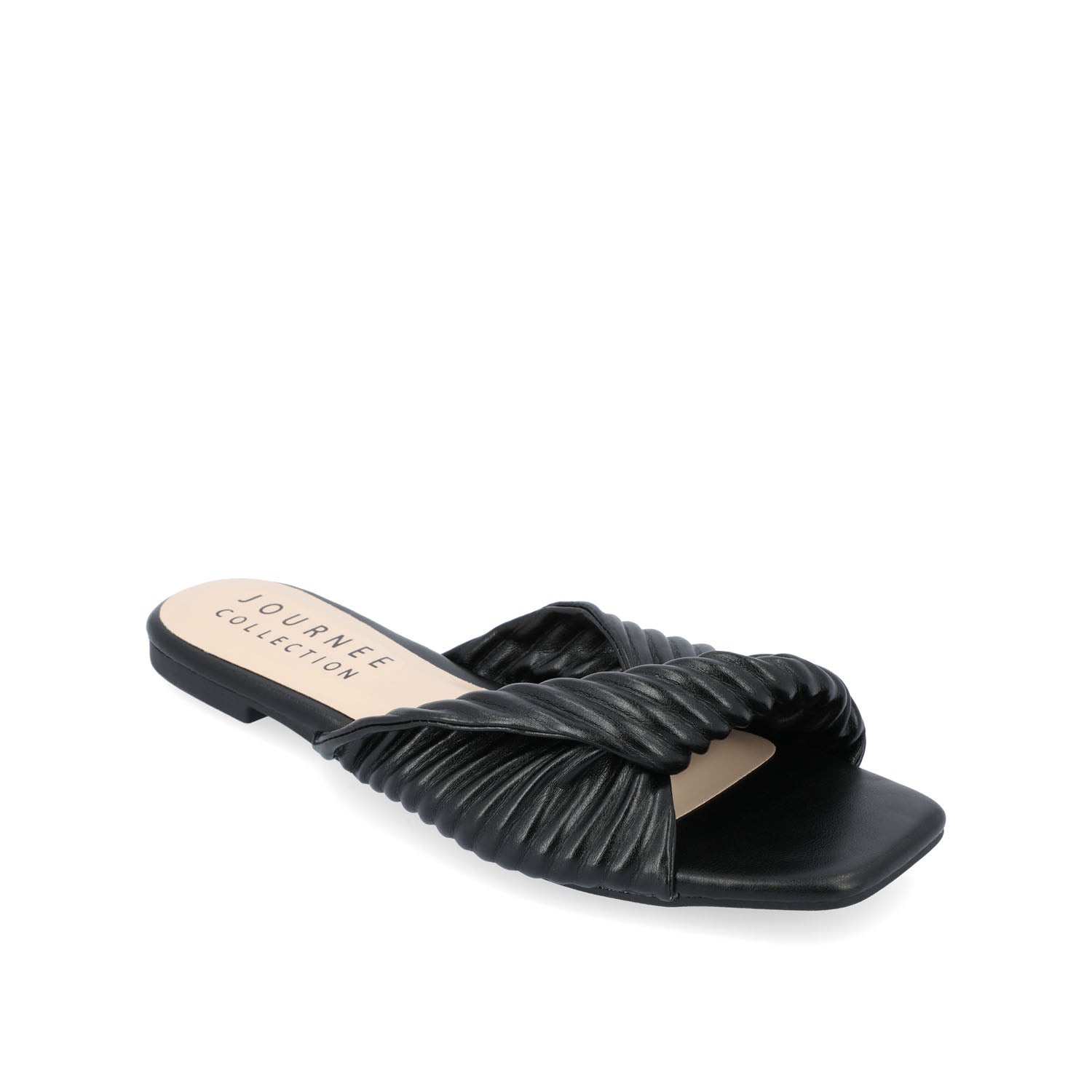 EMALYNN SLIDE SANDALS IN VEGAN LEATHER - Black PU