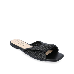 EMALYNN SLIDE SANDALS IN VEGAN LEATHER - Black PU