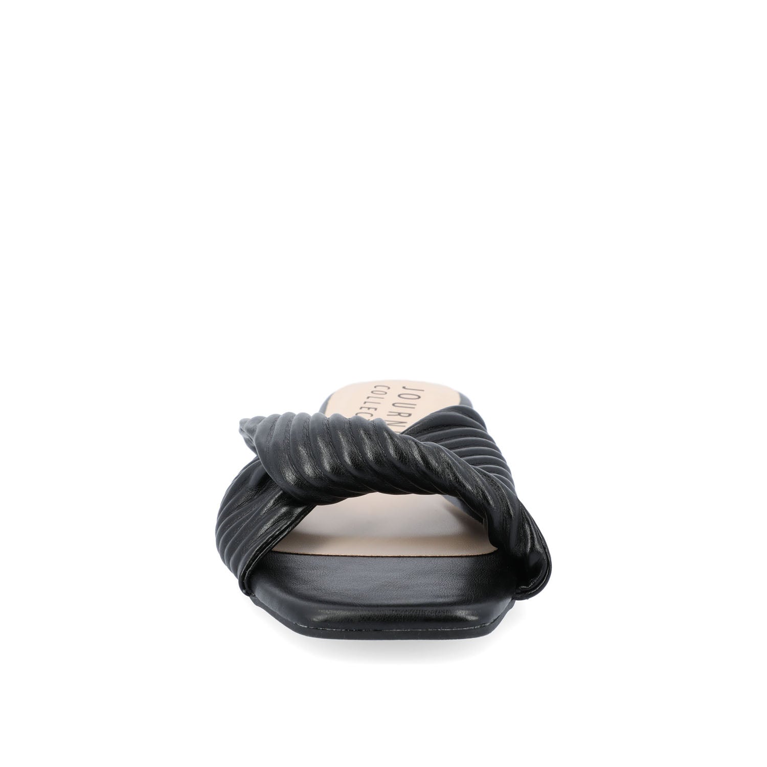 EMALYNN SLIDE SANDALS IN VEGAN LEATHER - Black PU