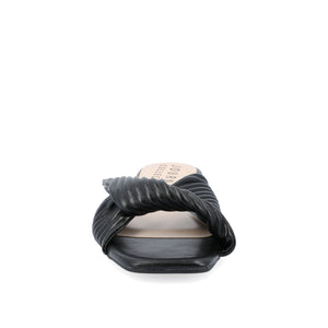 EMALYNN SLIDE SANDALS IN VEGAN LEATHER - Black PU