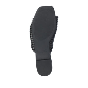 EMALYNN SLIDE SANDALS IN VEGAN LEATHER - Black PU