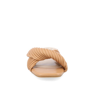 EMALYNN SLIDE SANDALS IN VEGAN LEATHER - Tan PU