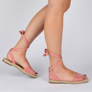 EMELIE MULTI STRAP ESPADRILLE SANDALS - Rose