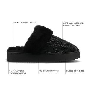 EMMBER SLIPPERS IN FAUX SUEDE - Black