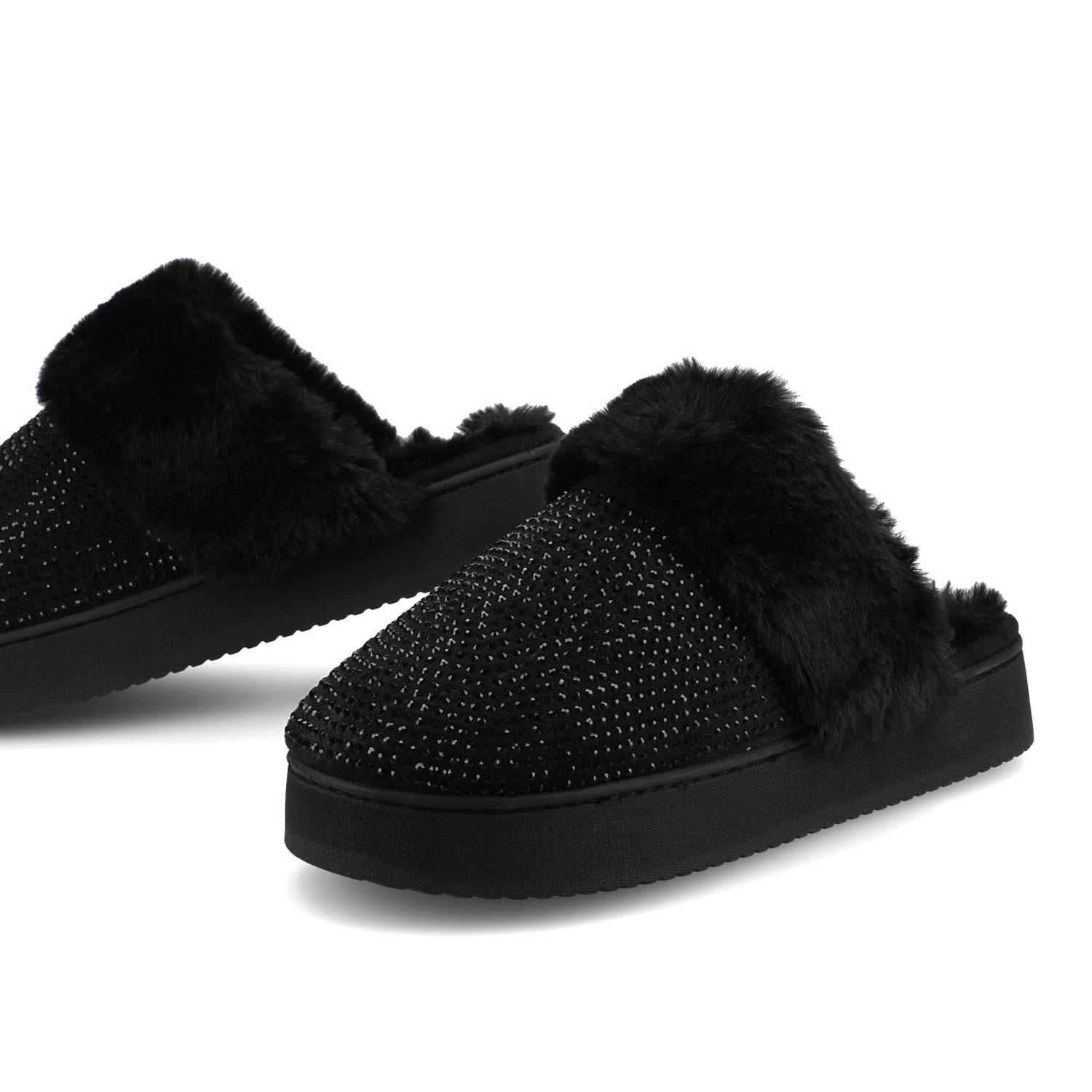 EMMBER SLIPPERS IN FAUX SUEDE - Black
