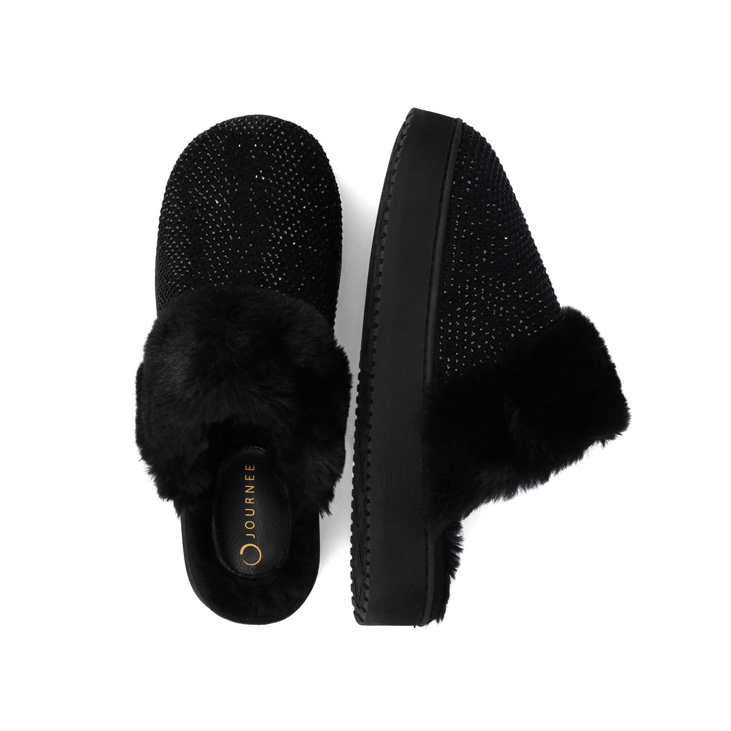 EMMBER SLIPPERS IN FAUX SUEDE - Black