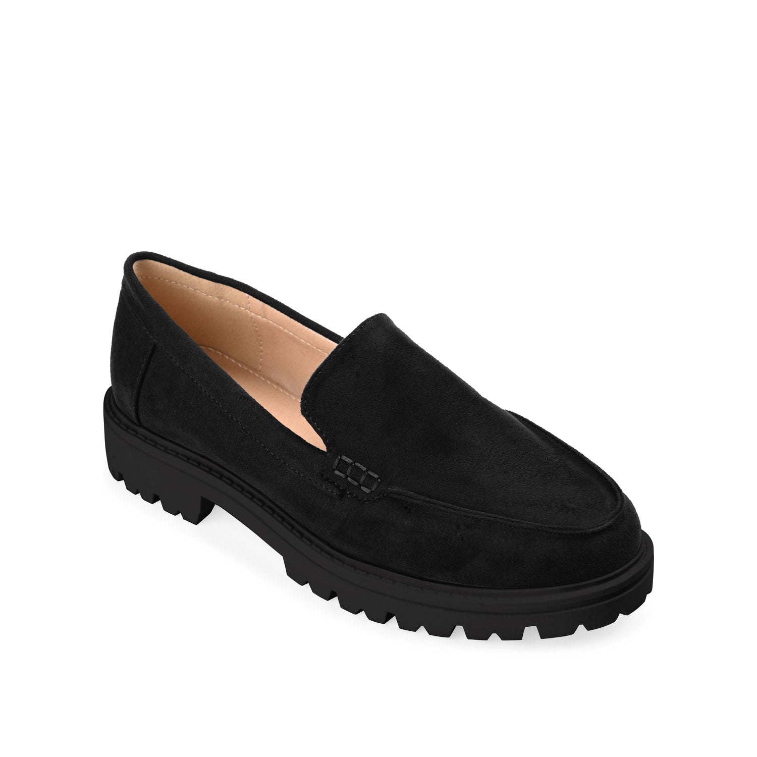 ERIKA LOAFER FLATS IN FAUX SUEDE - Black Faux Suede