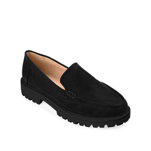 ERIKA LOAFER FLATS IN FAUX SUEDE - Black Faux Suede