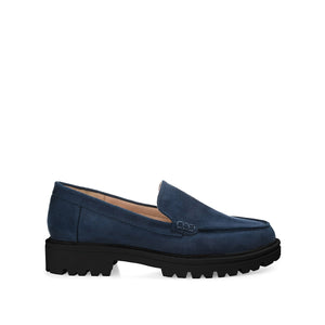 ERIKA LOAFER FLATS IN FAUX SUEDE - Navy Faux Suede