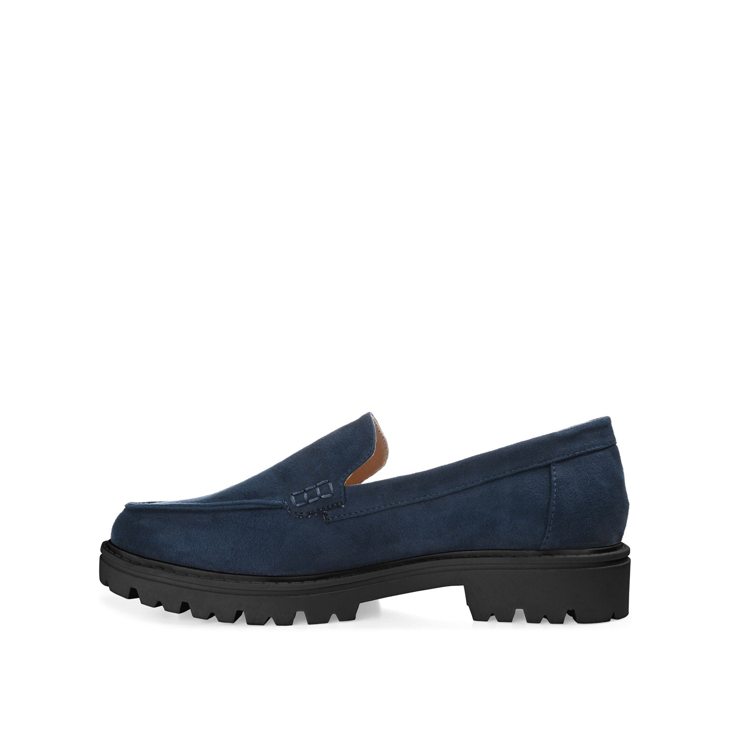 ERIKA FAUX SUEDE LOAFER FLAT IN WIDE - Navy Faux Suede
