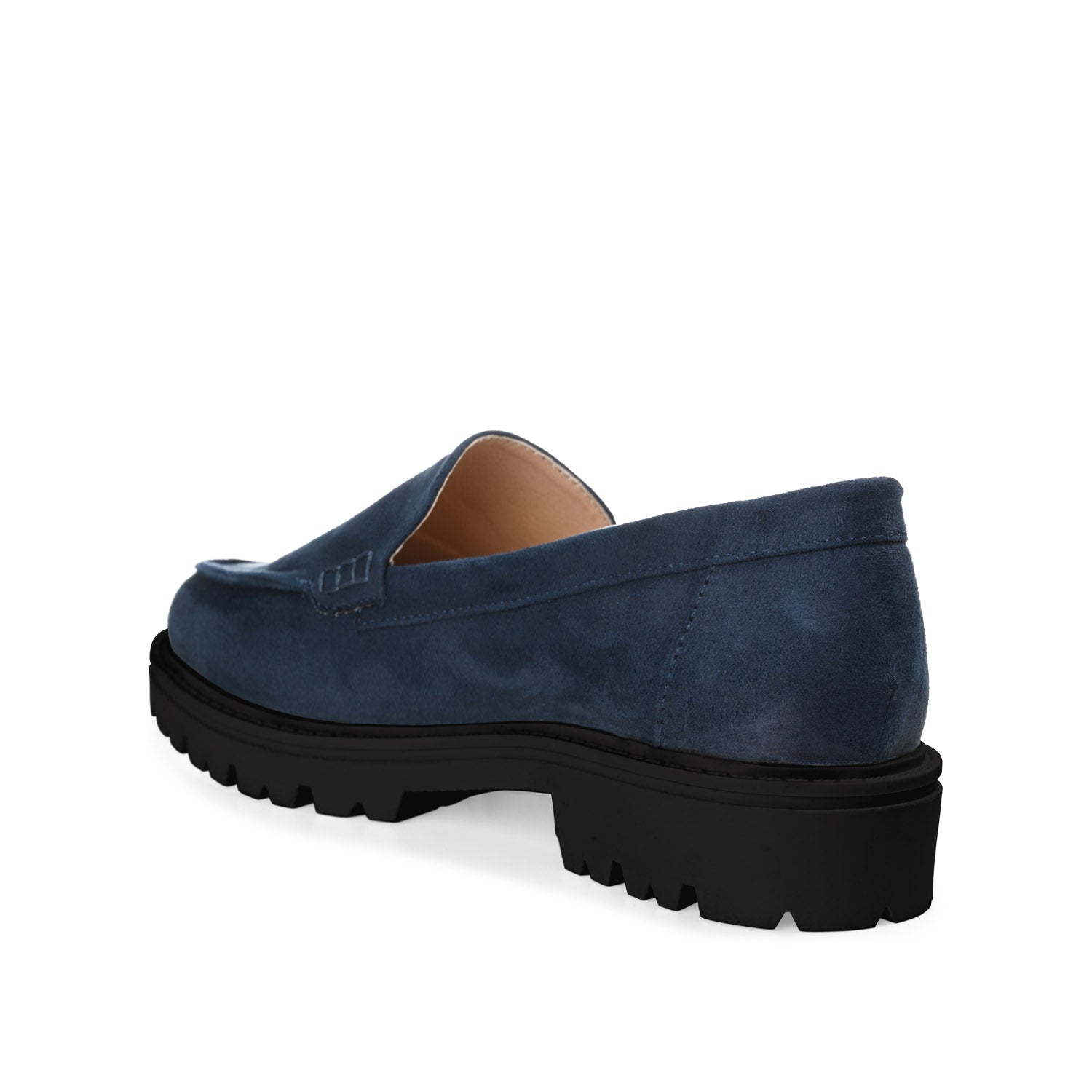ERIKA FAUX SUEDE LOAFER FLAT IN WIDE - Navy Faux Suede