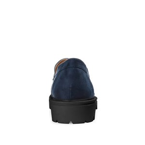 ERIKA LOAFER FLATS IN FAUX SUEDE - Navy Faux Suede