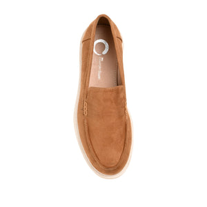 ERIKA FAUX SUEDE LOAFER FLAT IN WIDE - Tan Faux Suede