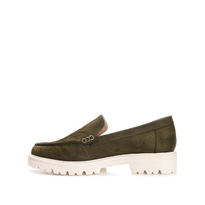 ERIKA FAUX SUEDE LOAFER FLAT IN WIDE - Olive Faux Suede