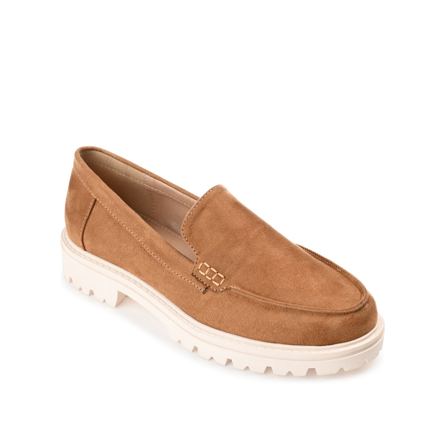 ERIKA FAUX SUEDE LOAFER FLAT IN WIDE - Tan Faux Suede